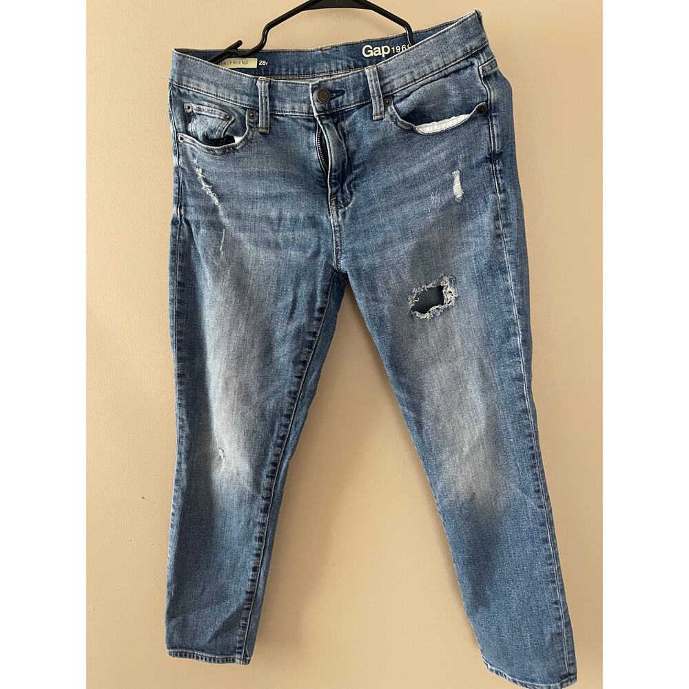 Gap 1969 Girlfriend Ripped.Denim Jeans 28R - Picture 2 of 8